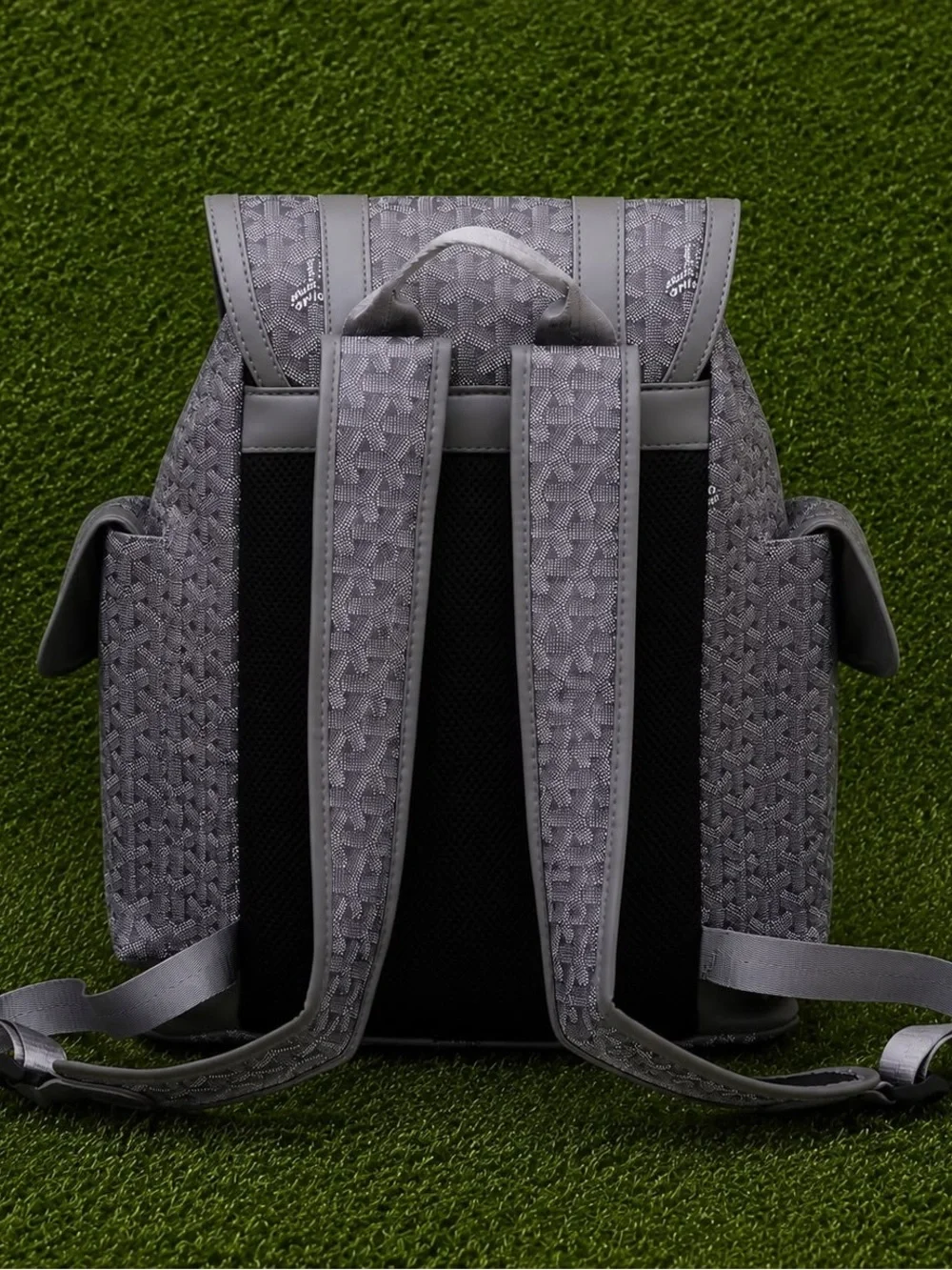 Gray Men's Backpack with Metal Buckles - Unbranded